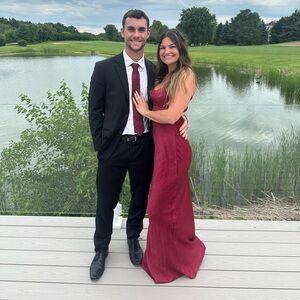 Crinkle Satin Open Back Maxi Dress in Red